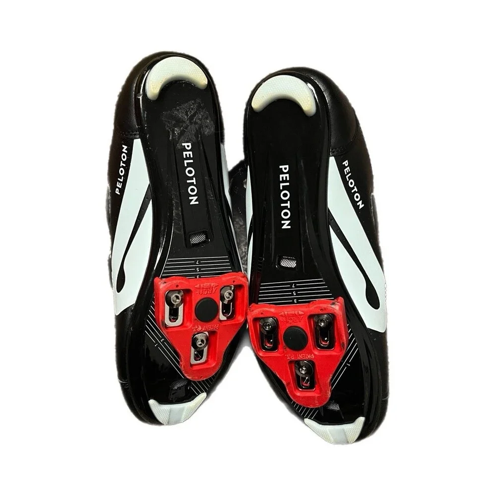 Peloton Unisex Adults Size 40 Cycling Shoes Sneakers Black Red With Cleats